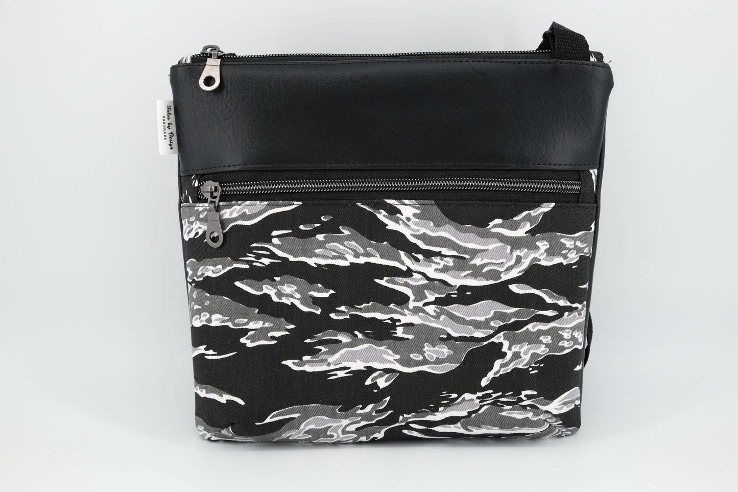 Koda Cross Body Bag - Black Vinyl with Black Camo Panel