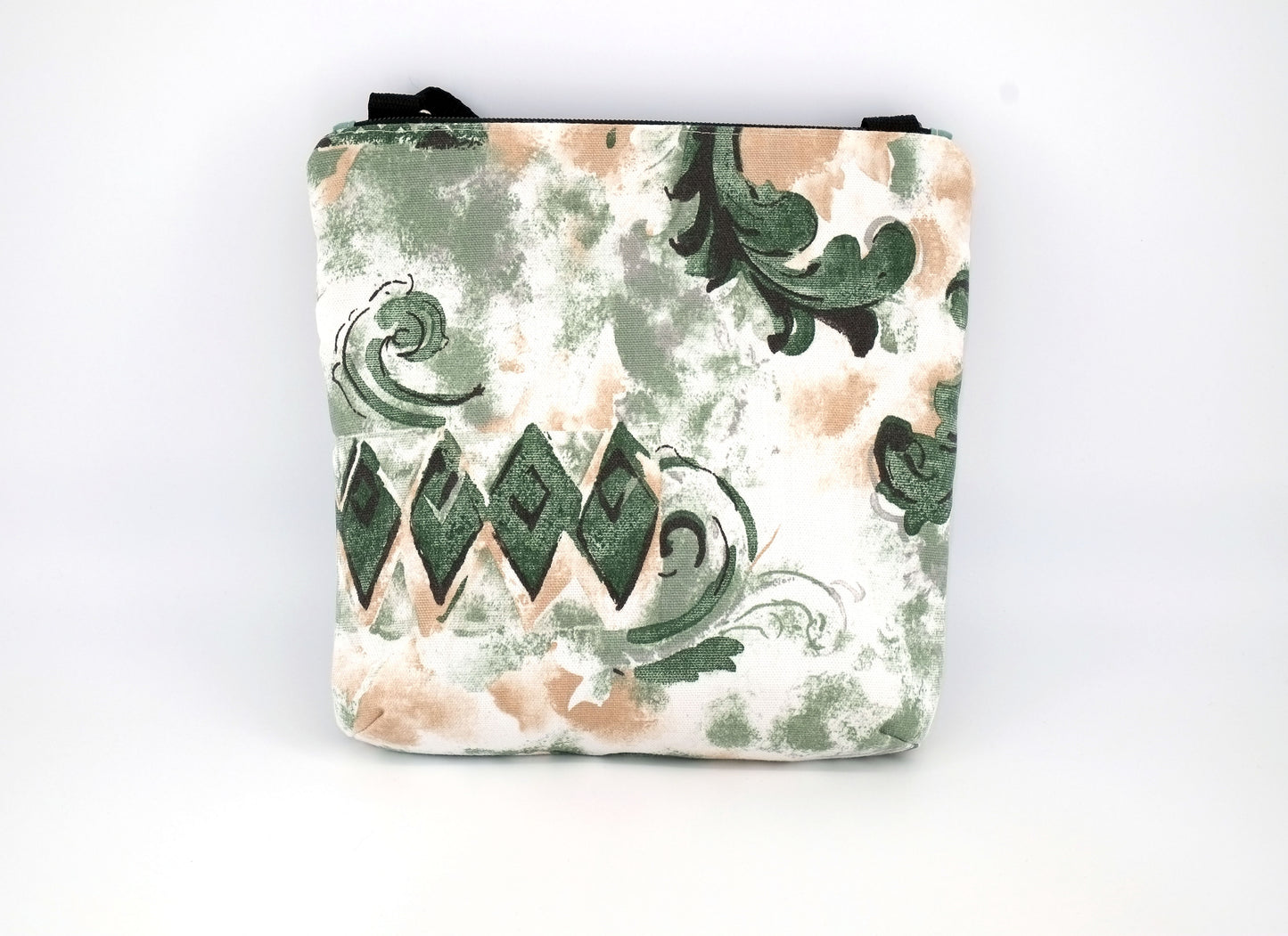 Koda Cross Body Bag - Green Swirl Geometric Print