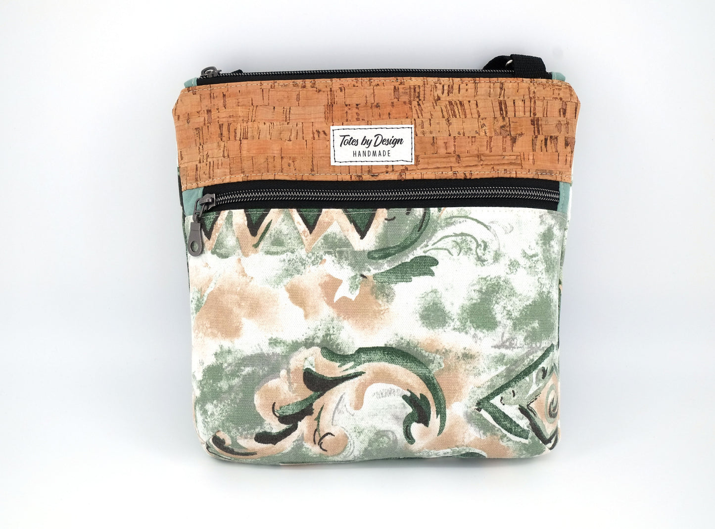 Koda Cross Body Bag - Green Swirl Geometric Print