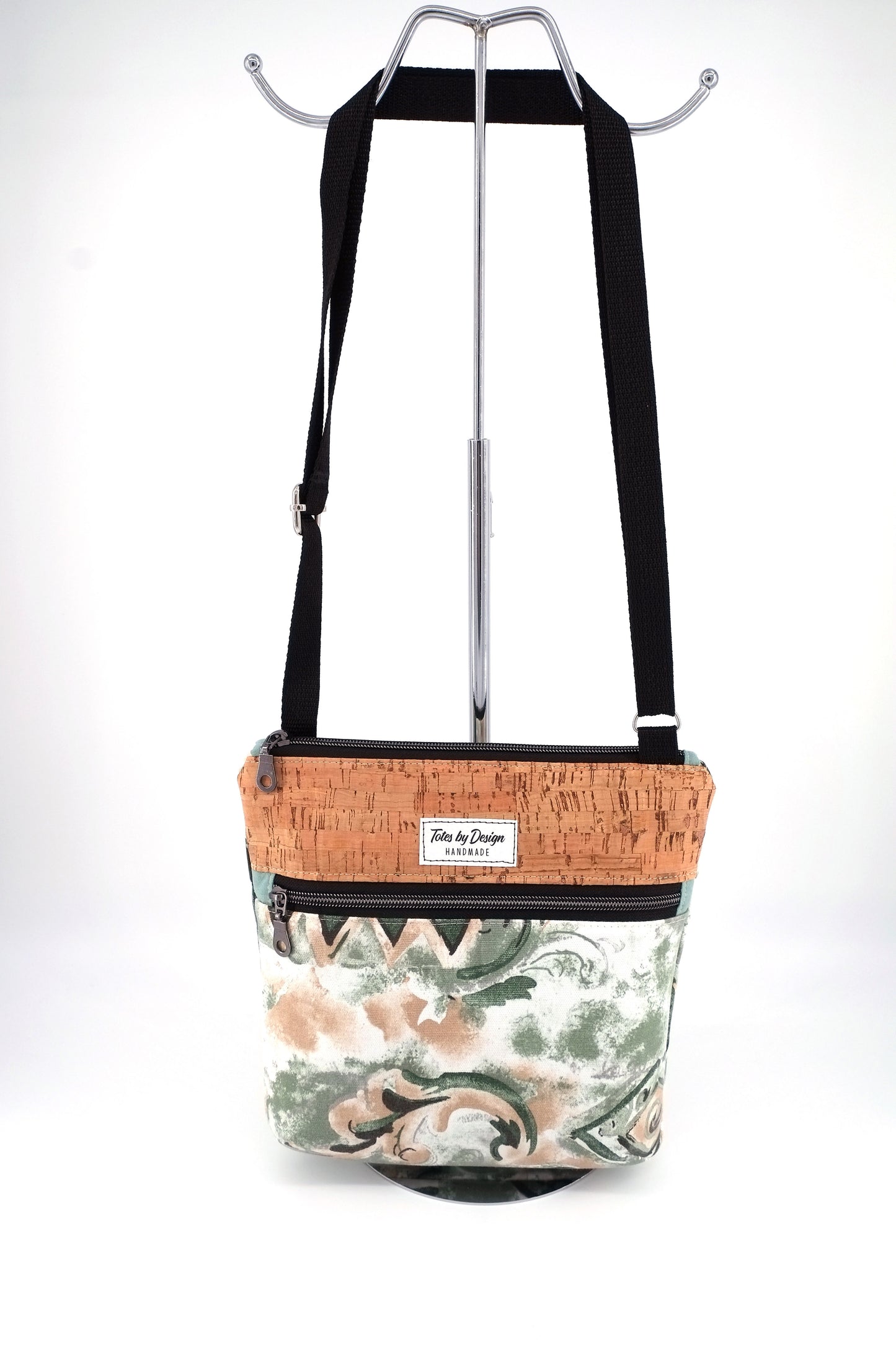 Koda Cross Body Bag - Green Swirl Geometric Print